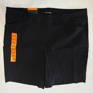 Hilary Radley Women’s Navy Off White Dots Pull On Bermuda Shorts Size XXL